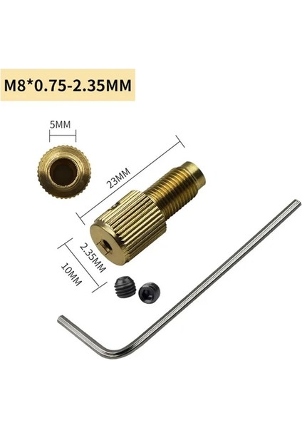 M8-2.35MM 1 Takım Bakır Matkap Chuck Mili Kendinden Sıkma Mini Pirinç Matkap Kelepçe Chuck Biyel M8-2/2.3/3.17/5mm Konnektör Adaptörü (Yurt Dışından)