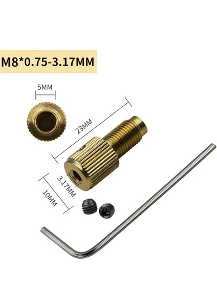 M8-2.35MM 1 Takım Bakır Matkap Chuck Mili Kendinden Sıkma Mini Pirinç Matkap Kelepçe Chuck Biyel M8-2/2.3/3.17/5mm Konnektör Adaptörü (Yurt Dışından) indirimleri