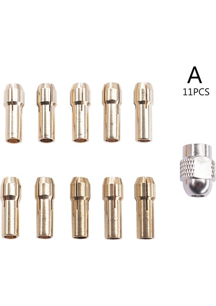 Altın Somun 11 Adet Pirinç Pens, 0.5/0.8/ 1.0/ 1.2/ 1.5/ 1.8/ 2.0/ 2.4/ 3.0/ 3.2mm Dahil Olmak Üzere Dremel Döner Aletlere Uyar (Yurt Dışından)
