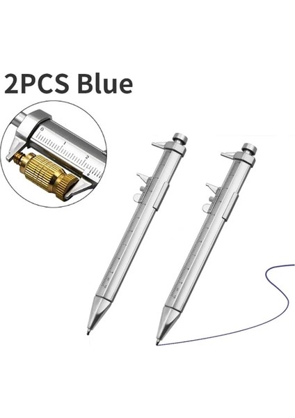 2 Adet Mavi 1-5 Adet Çok Fonksiyonlu Kumpas Kalem 0-100 Sürmeli Kumpas Silindiri Tükenmez 1.0mm Mavi Siyah Öğrenci Kırtasiye Ölçüm Araçları (Yurt Dışından)