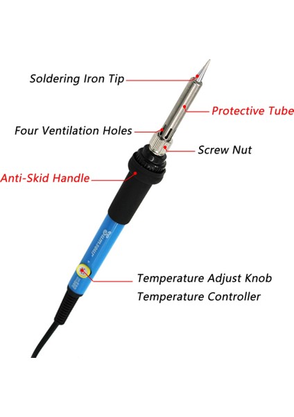 E 60W Ayarlanabilir Sıcaklık Elektrikli Havya Mini Kolu Isı Kalem Kaynak Onarım Araçları Havya Seti Seti El Aleti (Yurt Dışından)