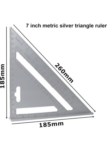 Gümüş Metrık Üçgen Cetvel 7 Inç Üçgen Kare Marangoz Iletki 90 Derece Sağ Açı Cetvel Inşaat Araçları Cetvel (Yurt Dışından)