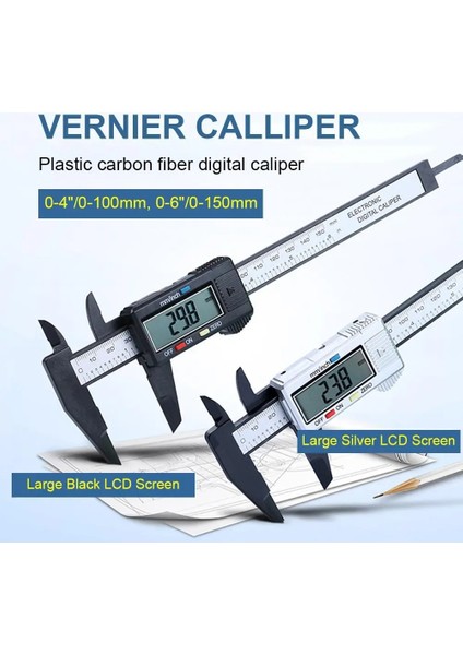 Şerit 0-100MM Dijital Kumpas 6 Inç Elektronik Sürmeli Kumpas 100MM Kaliper Mikrometre Dijital Cetvel Ölçme Aracı 150MM 0.1mm (Yurt Dışından)