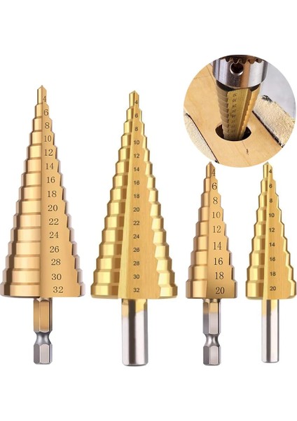 4-22 Altıgen 4-12 4-20 4-32 Hss Titanyum Kaplamalı Adım Matkap Ucu Sondaj Elektrikli El Aletleri Metal Yüksek Hız Çeliği Ahşap Delik Kesici Koni Matkap (Yurt Dışından) modelleri