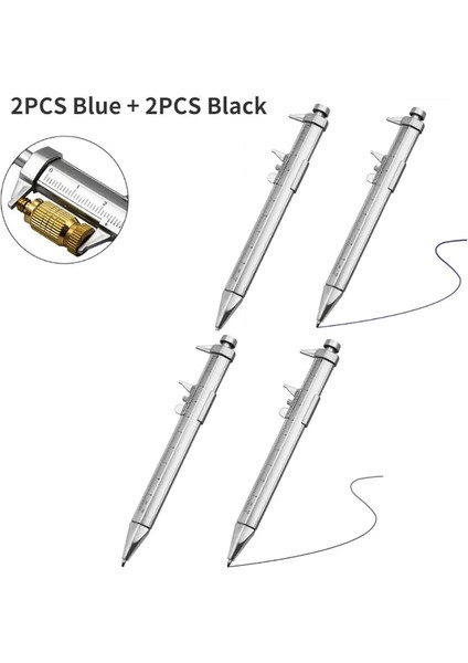 2 Adet Mavi 2 Adet Siyah 1-5 Adet Çok Fonksiyonlu Kumpas Kalemi 0-100 Sürmeli Kumpas Silindiri Tükenmez 1.0mm Mavi Siyah Öğrenci Kırtasiye Ölçme Araçları (Yurt Dışından)