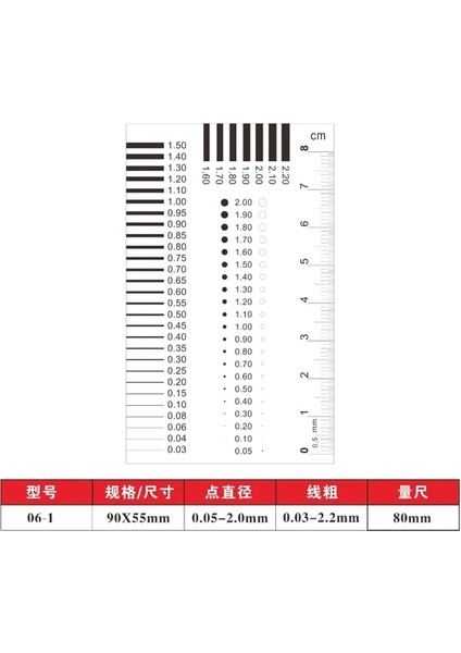 06-1 Ölçüm Geçişi Rozet Göstergesi Leke Kartı Nokta Göstergesi Tel Göstergesi Şeffaf Film Cetveli Leke Çatlağı Kontrast Cetveli (Yurt Dışından)