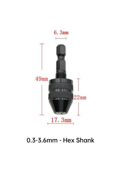 0.3-3.6mm Siyah Matkap Chuck Fikstürü Hex Shank Değişim Dönüştürücü Anahtarsız Tornavida Mil Kelepçesi Sabitleme Cihazı Motor Uçları Adaptörü Için Mikro Tutucu (Yurt Dışından)