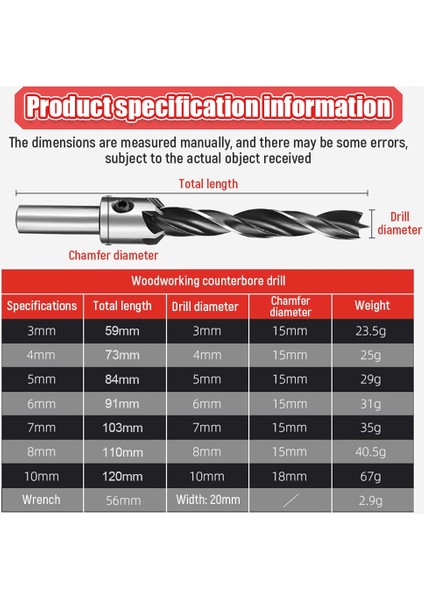 5 mm Gümüş 3-10MM Matkap Ucu Seti Yuvarlak Şaft Titanyum Kaplama Hss Havşa Matkap Ucu Pah Sıkıcı Ağaç Işleme Aleti Hex L-Anahtarı ile (Yurt Dışından)