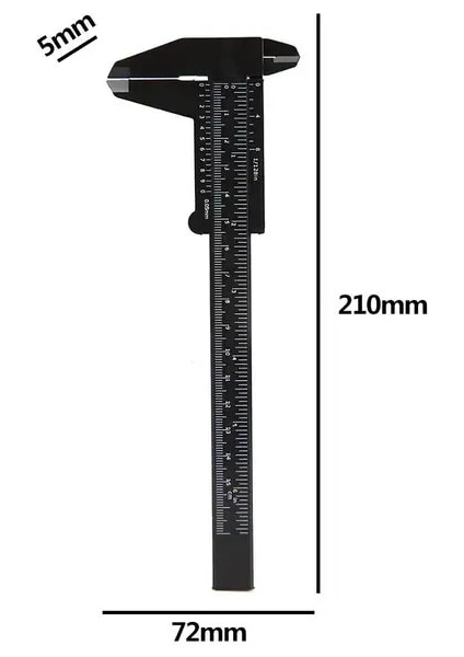 Siyah 80MM Plastik Sürmeli Kumpas Çift Ölçekli Ölçüm Milimetre/inç Sürgülü Mikrometre Öğrenci Mini Cetvel Dıy Modeli Dropship (Yurt Dışından)