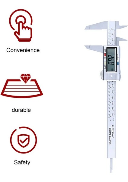 Gümüş 0-150MM Elektronik Dijital Kumpas Karbon Fiber Sürmeli Kumpaslar Plastik Ölçer Mikrometre Cetvel Ölçme Araçları Enstrüman (Yurt Dışından)