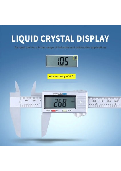 Gümüş 0-150MM Elektronik Dijital Kumpas Karbon Fiber Sürmeli Kumpaslar Plastik Ölçer Mikrometre Cetvel Ölçme Araçları Enstrüman (Yurt Dışından)