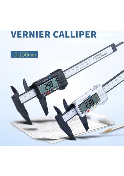 Büyük Siyah Ekran Elektronik Dijital Ekran Vernier Kumpas 0-150MM Geniş LCD Ekran Tamamı Plastik Dijital Doğrudan Okuma Konfor ve Dayanıklı (Yurt Dışından) indirimleri