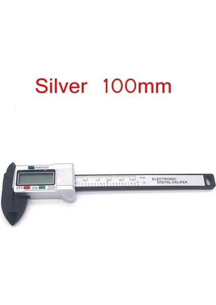 Gümüş 100MM Dijital Kumpas Elektronik Karbon Fiber Sürmeli Kumpaslar 150MM/100MM Plastik Ölçer Mikrometre Cetvel Ölçme Araçları Enstrüman (Yurt Dışından)
