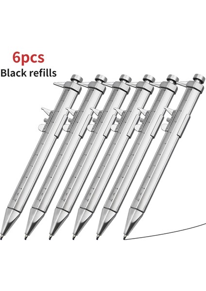 6 Adet Siyah Yedekler 2-6 Adet Kaliper Kalemler 0-100MM Sürmeli Kumpas Rulo Tükenmez 1mm Plastik Öğrenci Kırtasiye Hediye Sürmeli Kumpas Ölçme Aracı (Yurt Dışından)