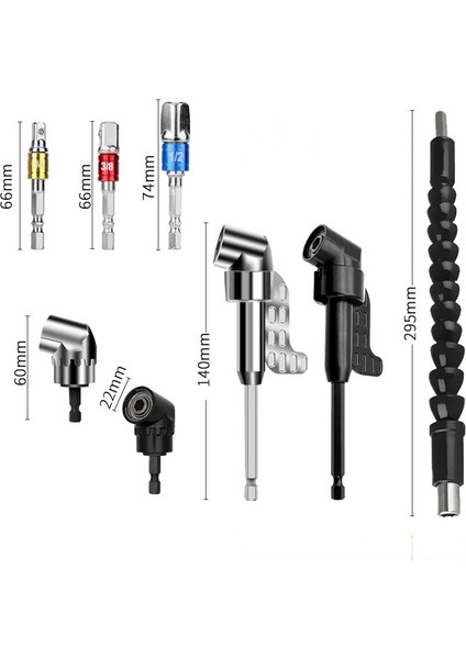 Siyah Derece Açı Tornavida Seti Soket Tutucu Adaptörü Ayarlanabilir Uçları Matkap Ucu Açılı Tornavida Aracı 1/4 Inç Hex Bit Soket (Yurt Dışından) fırsatları