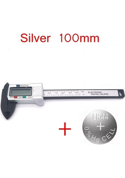 Gümüş 10 cm ve Btr Dijital Kumpas Elektronik Karbon Fiber Sürmeli Kumpaslar 150MM/100MM Plastik Ölçer Mikrometre Cetvel Ölçme Araçları Enstrüman (Yurt Dışından)