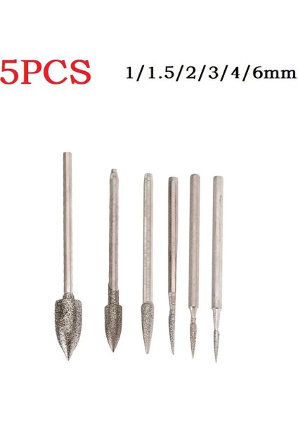 5 Adet 3mm 5 Adet 2.35MM Shank Galvanik Elmas Taşlama Kafası Cila Iğnesi 1/1.5/2/3/4/6mm Oyma Yeşim Taşı Aşındırıcı Alet (Yurt Dışından)