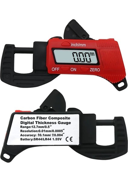 Sıcak 0-12.7mm Kaliper LCD Ekran Karbon Fiber Kompozitler Dijital Kalınlık Kaliper Mikrometre Ölçer Mavi/kırmızı Ölçüm Aracı (Yurt Dışından)