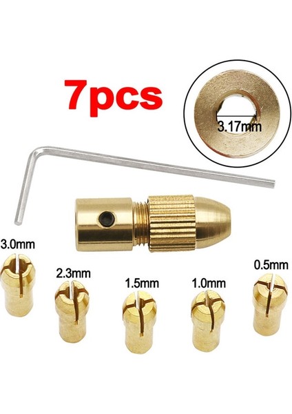 3.17MM 7 Adet Elektrikli Matkap Ucu Kiti Ayna Adaptörü Collet 0.5-3mm Mini Delme Aracı Matkap Klasörü Bakır Kap Döner Elektrikli El Aletleri Için (Yurt Dışından)