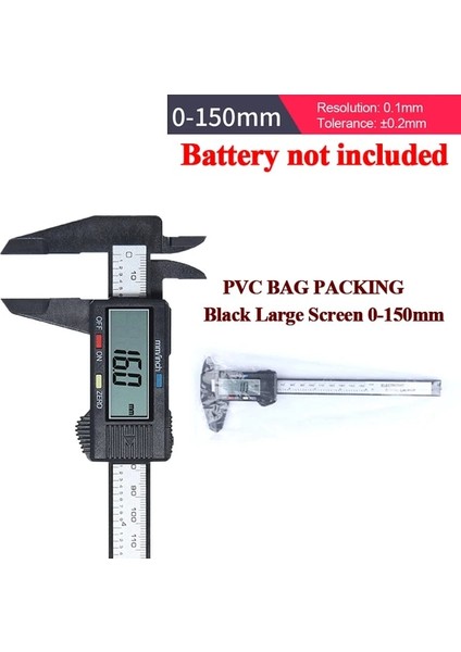 Plastik Siyah 150MM Dijital Sürmeli Kumpas 150MM 6'inç LCD Ekran Pakometre Ölçer Mikrometre Karbon Fiber Kalibratör Marangozluk Ölçme Aletleri (Yurt Dışından)