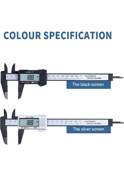 Plastik Siyah 150MM Dijital Sürmeli Kumpas 150MM 6'inç LCD Ekran Pakometre Ölçer Mikrometre Karbon Fiber Kalibratör Marangozluk Ölçme Aletleri (Yurt Dışından) fırsatları