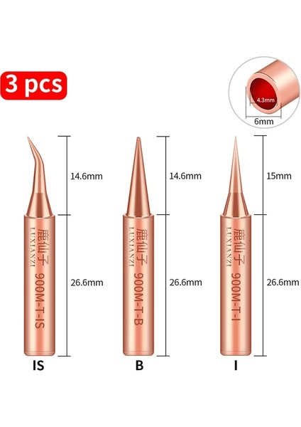 3 Adet Luxıanzı 3/4/5 Adet 900-T Saf Bakır Havya Ucu K/sk/ı/ıs/2.4d/3.2d Kaynak Kafası Bga Rework Istasyonu Lehimleme Aracı Kiti (Yurt Dışından)