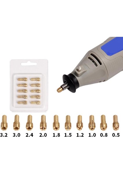 11 Adet 10/11 Adet Matkap Aynaları Adaptörü 0.5mm-3.2mm Mini Matkap Aynaları Ayna Adaptörü Mikro Collet Pirinç Güç Döner Araçları Parça Seti (Yurt Dışından) fırsatları