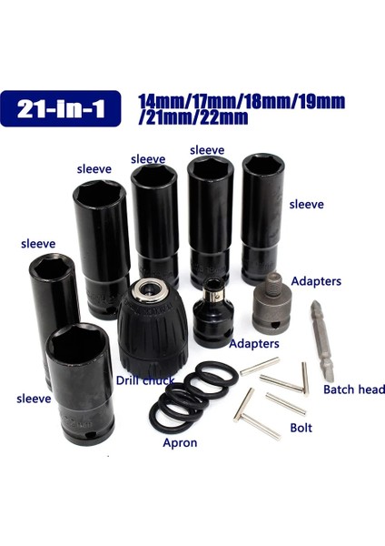 4 Adet 12/21 Adet 14-22MM Altıgen Soket Kulaklık Seti Kiti Darbe Anahtarı Tornavida Chuck Sürücü Adaptörü Elektrikli Matkap Araçları Elektrikli El Aletleri (Yurt Dışından)