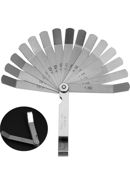 100MM Metrik 0.05-1.0mm Valf Ofset Feeler Ölçer 16 Bıçaklı Paslanmaz Çelik Feeler Ölçer Buji Boşluğu Vana Tappetleri (Yurt Dışından)