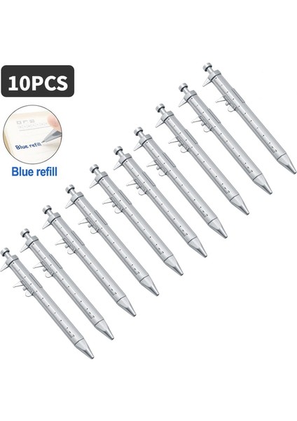 10 Adet Çok Fonksiyonlu Kumpas Kalem 0-100 Sürmeli Kumpas Makaralı Tükenmez Kalem Tükenmez 1.0mm Plastik Öğrenci Kırtasiye Hediye Ölçme Araçları (Yurt Dışından)