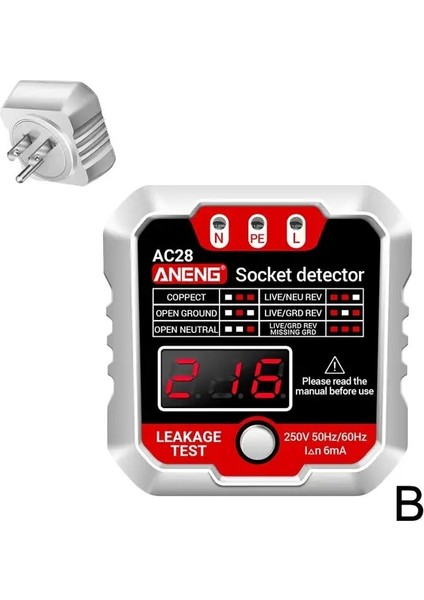 Abd Beyaz AC28 Dijital Ekran Soket Test Cihazı Ingıltere Abd, Ab Tak Polarite Faz Pheck Dedektörü Gerilim Testi Çok Fonksiyonlu Elektroskop (Yurt Dışından)