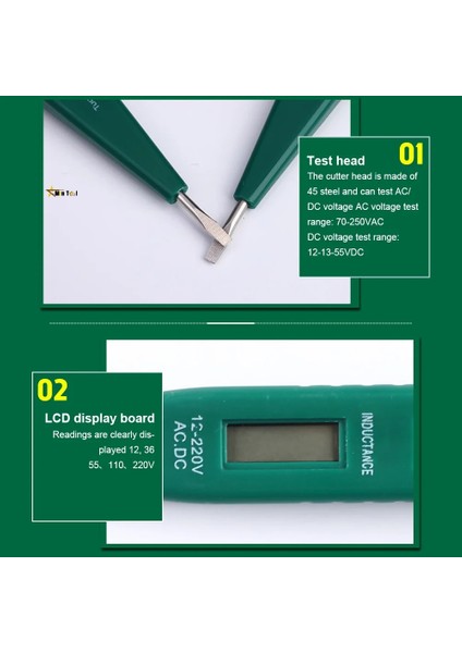 Yeşil Elektrik Göstergesi Gerilim Ölçer Dijital Voltmetre 12 V-250 V Soket Duvar Ac/dc Güç Çıkışı Dedektörü Sensörü Test Cihazı Kalem El Aleti (Yurt Dışından)