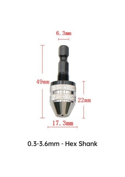 0.3-3.6mm Gümüş Matkap Chuck Anahtarsız Adaptör Elektrikli Mikro Motor Sıkma Hex Shank Matkap Uçları Tornavida Darbe Delik Sürücü Aracı Aksesuarları (Yurt Dışından)