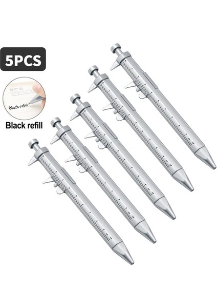 5 Adet Çok Fonksiyonlu Kumpas Kalem 0-100 Sürmeli Kumpas Makaralı Tükenmez Kalem Tükenmez 1.0mm Plastik Öğrenci Kırtasiye Hediye Ölçme Araçları (Yurt Dışından)