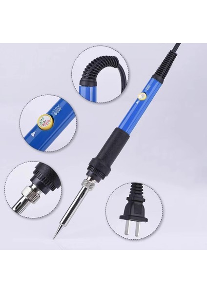 5 Parçalı Set Elektrikli Havya 60W 110V/ABD PLUG/220V Ab/fiş 908 Ayarlanabilir Sıcaklık Havya Kaliteli (Yurt Dışından)