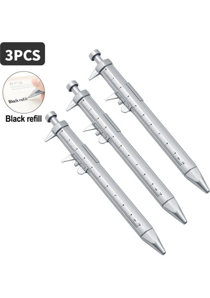 3 Adet Çok Fonksiyonlu Kumpas Kalem 0-100 Sürmeli Kumpas Makaralı Tükenmez Kalem Tükenmez 1.0mm Plastik Öğrenci Kırtasiye Hediye Ölçme Araçları (Yurt Dışından)