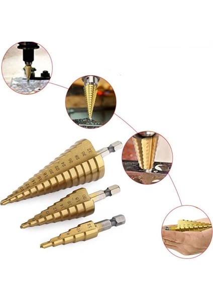 Altın 4-12 Adım Matkap Ucu 3-12MM 4-12MM 4-20MM 4-32MM Hss Düz Oluk Titanyum Kaplamalı Ahşap Metal Delik Kesici Sondaj Elektrikli El Aletleri Seti (Yurt Dışından) fırsatları