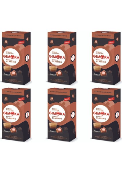 Nespresso Uyumlu Alüminyum Kapsül Kahve Classic Espresso 10'lu x 6 Adet - Yoğunluk 12