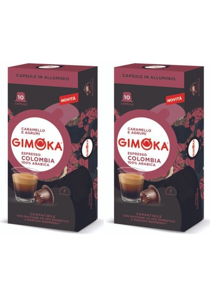 Nespresso Uyumlu Alüminyum Kapsül Kahve Colombia 10'lu x 2 Adet - Yoğunluk 7
