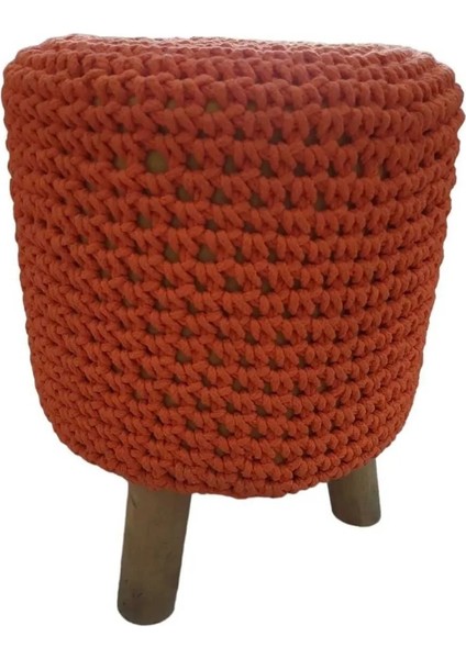 Home Scapes Örme Tabure 42 cm Yükseklik Turuncu Mobilya Puf Pamuk Kumaş Tekstil Genişlik 32 cm 1 Adet