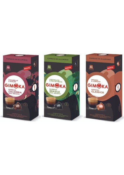Nespresso Uyumlu Alüminyum Kapsül Kahve 3'lu Set Classic Espresso + Brasile + Columbia