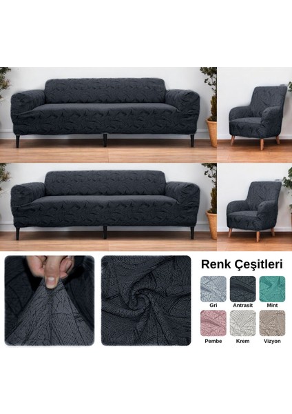 Jakarlı Sehra Desen 3 3 1 1 Lastikli Kanepe Örtüsü | Lastikli Koltuk Örtüsü | Koltuk Kılıfı Takımı