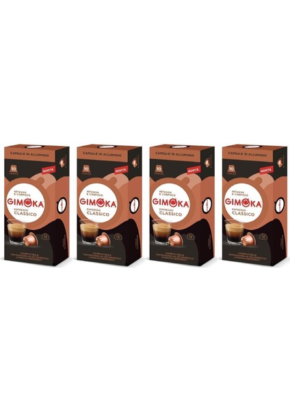 Nespresso Uyumlu Alüminyum Kapsül Kahve Classic Espresso 10'lu x 4 Adet - Yoğunluk 12