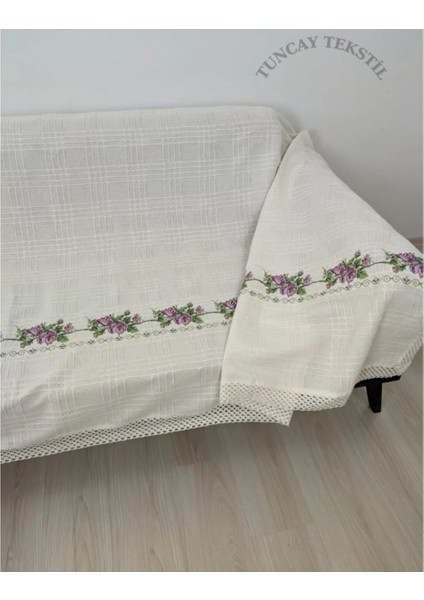 220 cm Kanaviçeli Çekyat Koltuk Örtüsü Mor Kanaviçe Işlemeli Kaneviçeli Buldan Işi Kanepe Örtü indirimleri