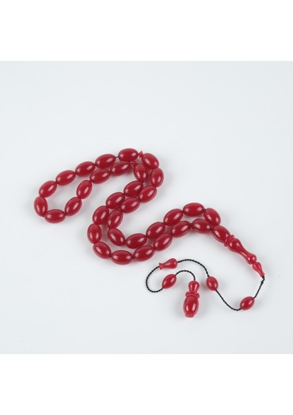 Zar Kehribar Beyzi Kesim 7.5X11.5MM Tesbih -Vişne