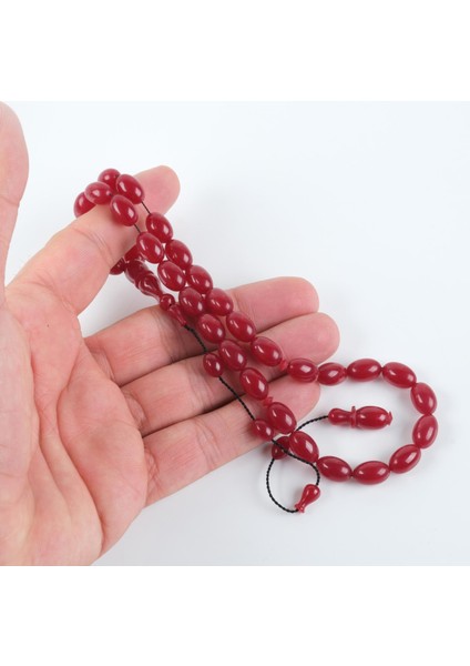 Zar Kehribar Beyzi Kesim 7.5X11.5MM Tesbih -Vişne fiyatları