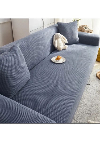 Likrali Streç Lastikli Esnek Yikanabilir Kare Desen Üç Kişilik Kotuk Örtüsü Koltuk Kılıfı Sofa Cove