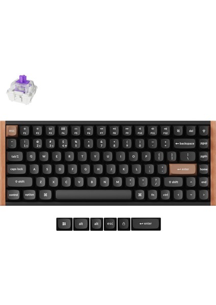 K2 He Rgb Manyetik Switch 2.4 Ghz Kablosuz Ingilizce Ahşap Kenarlı Siyah Klavye