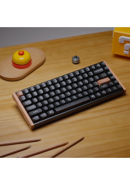 K2 He Rgb Manyetik Switch 2.4 Ghz Kablosuz Ingilizce Ahşap Kenarlı Siyah Klavye