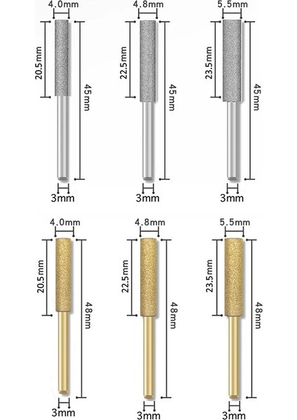 6 Adet Parlatma Çapak Ucu 4/4.8/5.5mm 3mm Shank Silindirik Elmas Kaplı Elektrikli Öğütücü Parçaları Testere Bileyici Taşlama (Yurt Dışından)